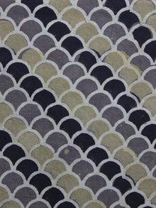 Grey Black Olive Green Ajrakh Printed Cotton Fabric Per Meter - F003F1186
