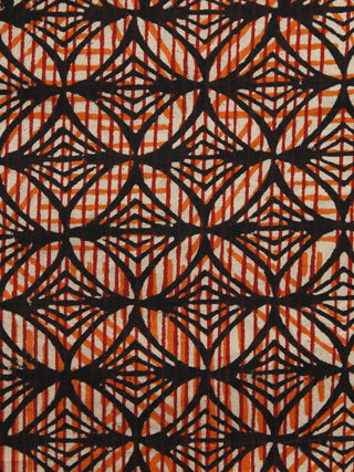 Beige Rust Black Hand Block Printed Cotton Fabric Per Meter - F001F1075