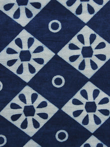 Indigo Blue White Hand Block Printed Cotton Fabric Per Meter - F001F1117
