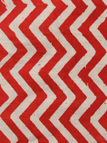 Red Beige Hand Block Printed Cotton Fabric Per Meter - F001F1359