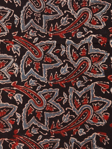 Black Maroon Blue Ajrakh Block Printed Cotton Fabric Per Meter - F003F1762
