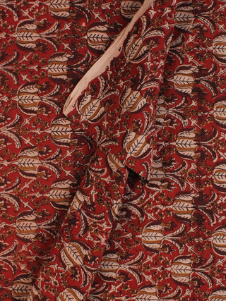 Rustic Brown Ivory Hand Block Printed Cotton Fabric Per Meter - F001F2150