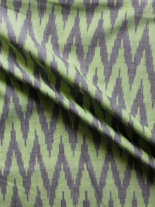 Green Black Pochampally Hand Weaved Ikat Mercerised  Fabric Per Meter - F002F1430