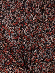 Black Maroon Blue Ajrakh Block Printed Cotton Fabric Per Meter - F003F1762