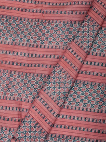 Pink Teal Blue White Hand Block Printed Cotton Fabric Per Meter - F001F2373