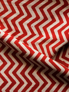Red Beige Hand Block Printed Cotton Fabric Per Meter - F001F1359