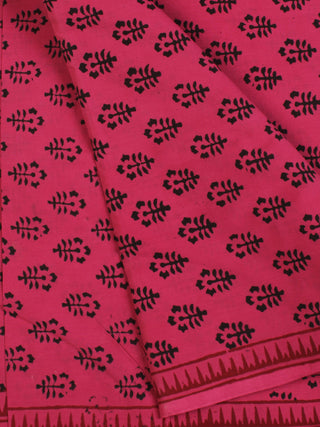 Magenta Pink Black Bagh Printed Cotton Fabric Per Meter - F005F2081