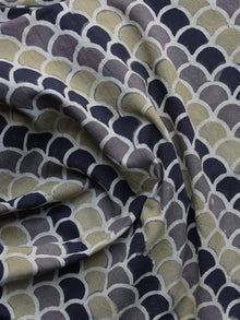 Grey Black Olive Green Ajrakh Printed Cotton Fabric Per Meter - F003F1186