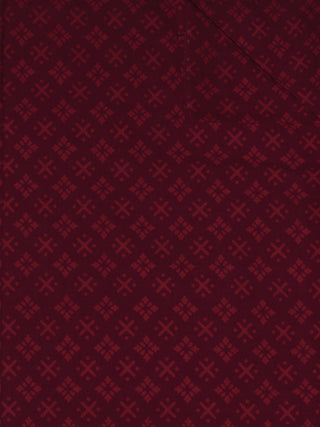 Maroon Ivory Block Printed Cotton Fabric Per Meter - F0916700