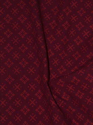 Maroon Ivory Block Printed Cotton Fabric Per Meter - F0916700
