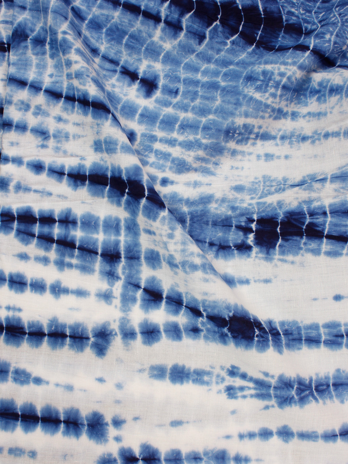 Indigo White Shibori Dyed Cotton Fabric Per Meter - F0916184