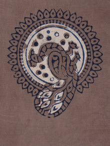 Brown Beige Blue Hand Block Printed Cotton Fabric Per Meter - F0916187