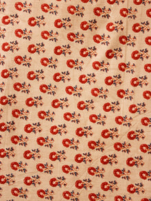 Beige Brown Hand Block Printed Cotton Fabric Per Meter - F001F1876