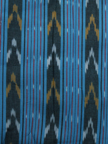 Blue Mustard White Pochampally Hand Woven Ikat Fabric Per Meter - F002F1051