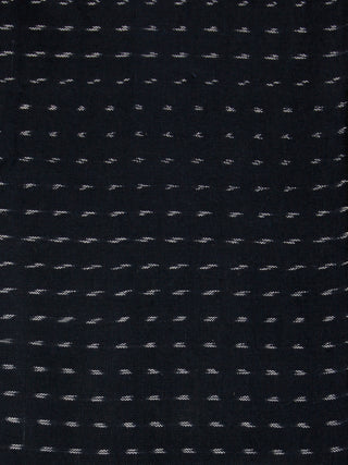 Navy Blue White Hand Woven Double Ikat Handloom Cotton Fabric Per Meter - F002F1949
