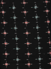 Black Green Red Pochampally Hand Weaved Double Ikat Fabric Per Meter - F002F796