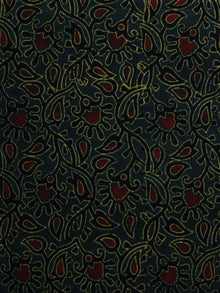 Green Black Maroon Ajrakh Hand Block Printed Cotton Blouse Fabric - BPA003