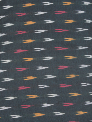 Charcoal Black Yellow Ivory Hand Woven Ikat Handloom Cotton Fabric Per Meter - F002F2416