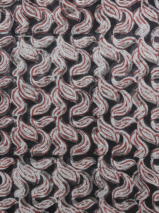 Black  Red Ivory Hand Block Printed Cotton Fabric Per Meter - F001F1155