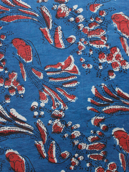 Indigo Ivory Rust Black Hand Block Printed Cotton Fabric Per Meter - F001F1333