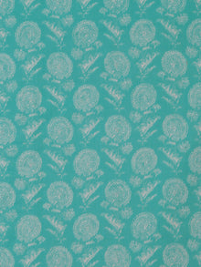 Sky Blue White silver Block Printed Cotton Fabric Per Meter - F001F2397