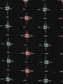 Black Green Red Pochampally Hand Weaved Double Ikat Fabric Per Meter - F002F796