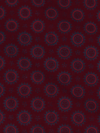 Maroon Pink Blue Ajrakh Printed Cotton Fabric Per Meter - F0916715