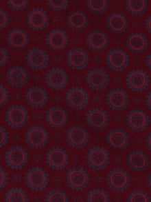 Maroon Pink Blue Ajrakh Printed Cotton Fabric Per Meter - F0916715