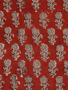 Red Black Beige Hand Block Printed Cotton Fabric Per Meter - F001F1737