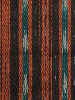 Rust Green Black Ivory Pochampally Hand Woven Ikat Fabric Per Meter - F002F923