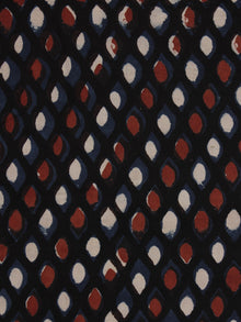 Indigo Ivory Rust Hand Block Printed Cotton Fabric Per Meter - F001F895