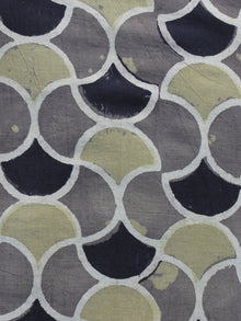 Grey Black Green Ajrakh Printed Cotton Fabric Per Meter - F003F1159