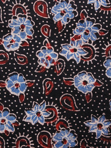 Black Blue Maroon Ivory Ajrakh Hand Block Printed Cotton Fabric Per Meter - F003F1577