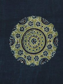 Indigo Green Ivory Ajrakh Printed Cotton Fabric Per Meter - F003F864