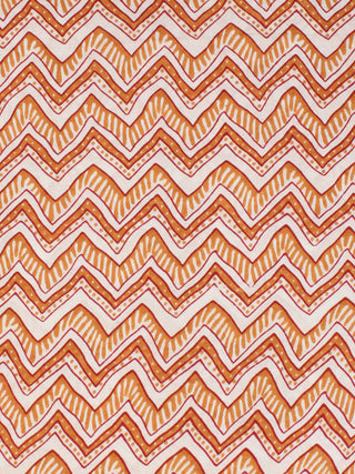 White Orange Block Printed Cotton Fabric Per Meter - F001F2242