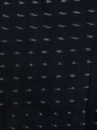 Navy Blue White Hand Woven Double Ikat Handloom Cotton Fabric Per Meter - F002F1949