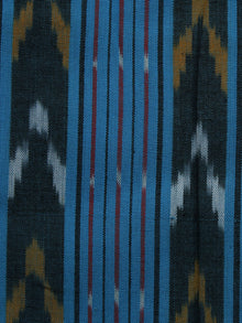 Blue Mustard White Pochampally Hand Woven Ikat Fabric Per Meter - F002F1051