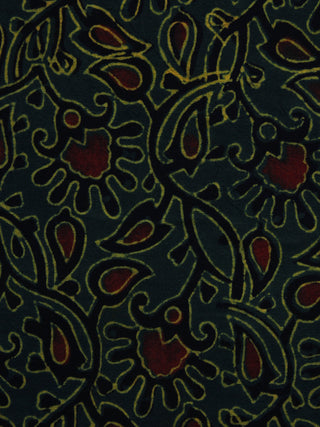 Green Black Maroon Ajrakh Hand Block Printed Cotton Blouse Fabric - BPA003