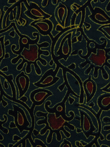Green Black Maroon Ajrakh Hand Block Printed Cotton Blouse Fabric - BPA003