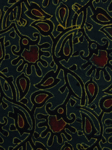 Green Black Maroon Ajrakh Hand Block Printed Cotton Blouse Fabric - BPA003