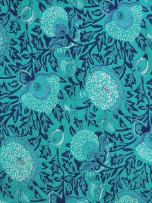 Sky Blue Indigo White Block Printed Cotton Fabric Per Meter - F001F2207
