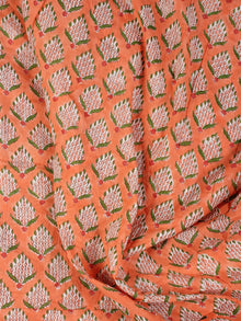 Peach Green OffWhite Hand Block Printed Cotton Fabric Per Meter - F001F2341