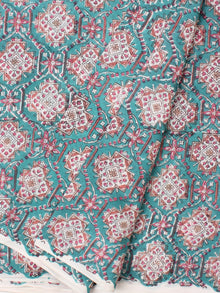 Green Coral Hand Block Printed Cotton Fabric Per Meter - F001F2267