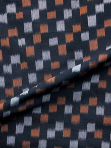 Black Rust Orange Ivory Pochampally Hand  Weaved Ikat Mercerised Fabric Per Meter - F002F1404