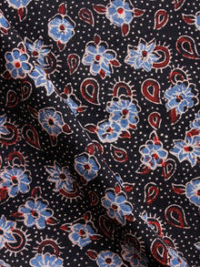 Black Blue Maroon Ivory Ajrakh Hand Block Printed Cotton Fabric Per Meter - F003F1577