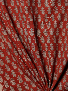 Red Black Beige Hand Block Printed Cotton Fabric Per Meter - F001F1737