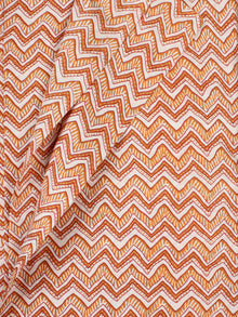 White Orange Block Printed Cotton Fabric Per Meter - F001F2242