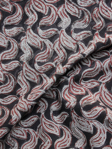 Black  Red Ivory Hand Block Printed Cotton Fabric Per Meter - F001F1155