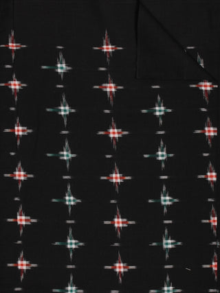 Black Green Red Pochampally Hand Weaved Double Ikat Fabric Per Meter - F002F796
