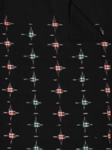 Black Green Red Pochampally Hand Weaved Double Ikat Fabric Per Meter - F002F796